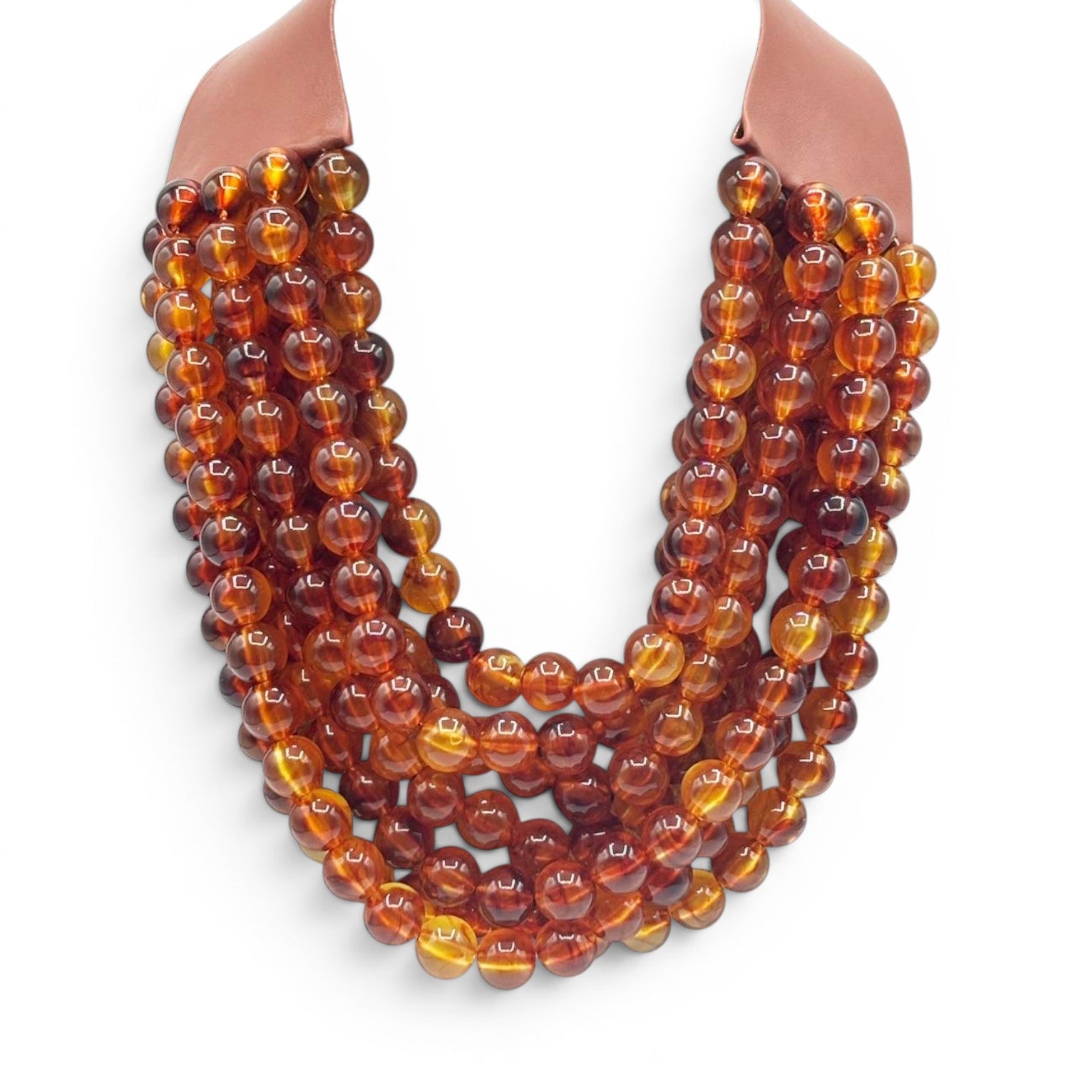 Collar Liliana de resina de tortuga multihebra con cierre vegano ajustable