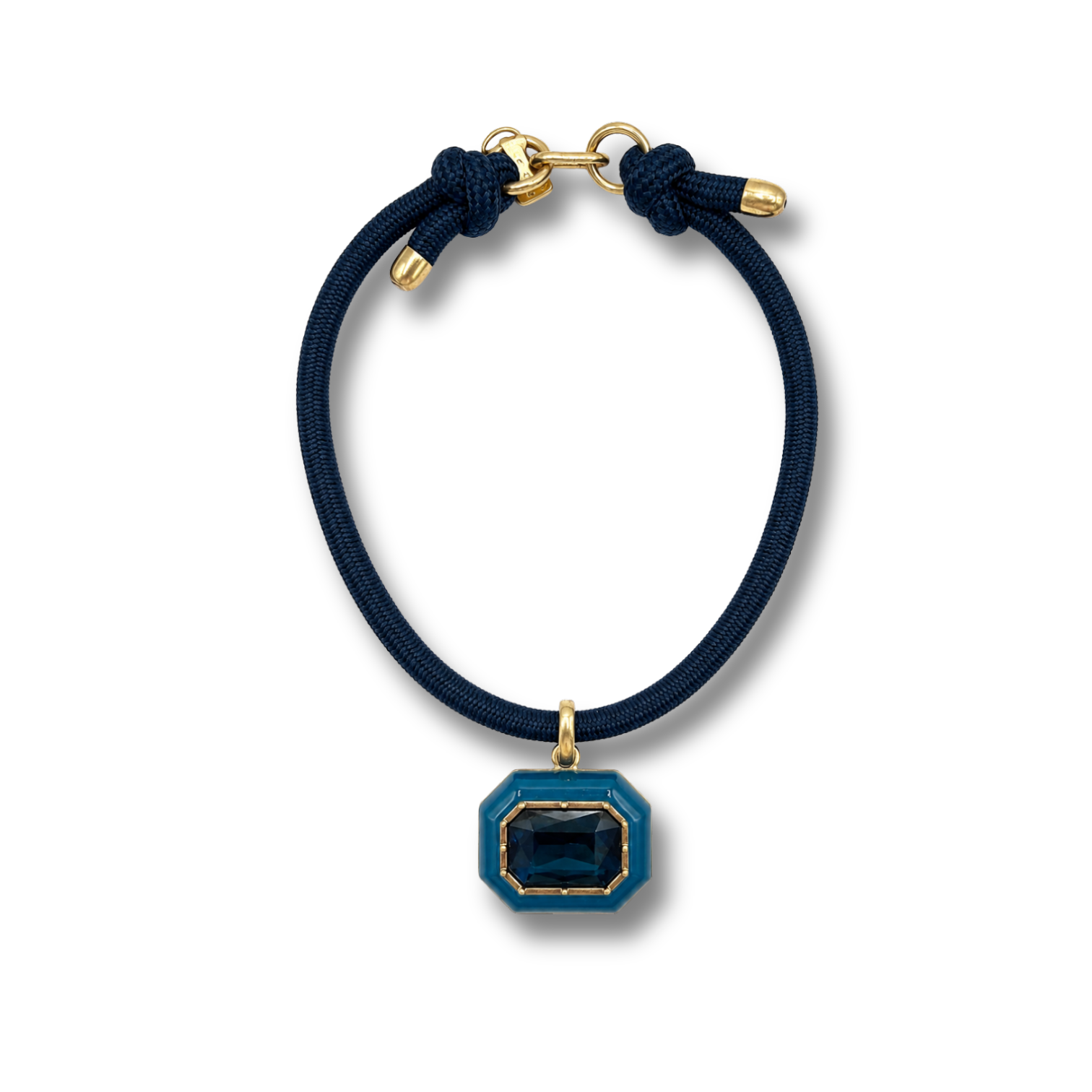 Lena Sapphire Resin And Sapphire Octagon Drop Necklace
