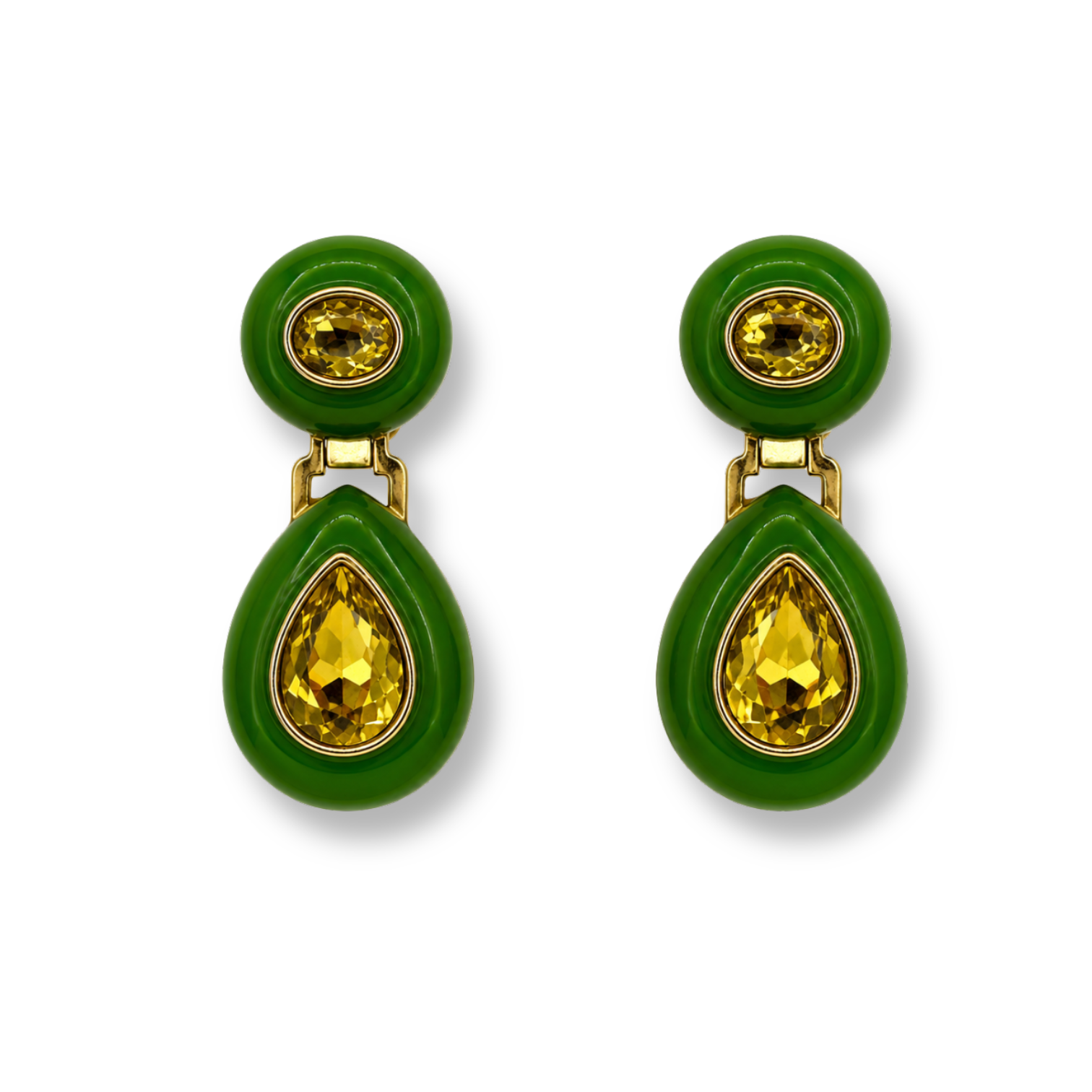 Lena Green Resin And Light Topaz Earrings