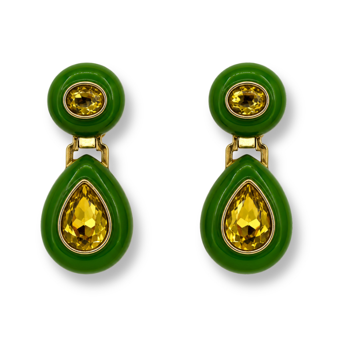 Lena Green Resin And Light Topaz Earrings