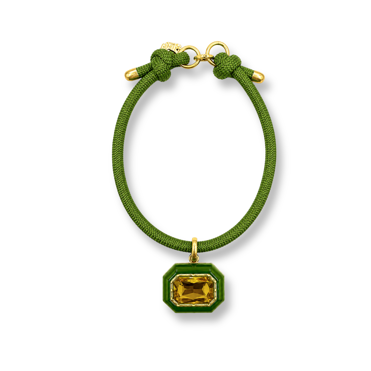Lena Green Resin Octagon And Topaz Crystal Pendant