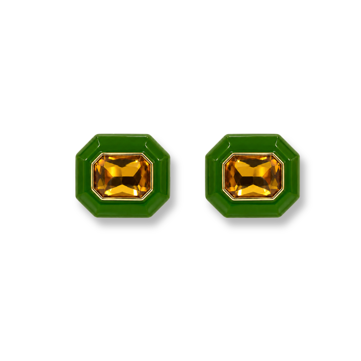 Lena Olive Resin Octagon Earrings