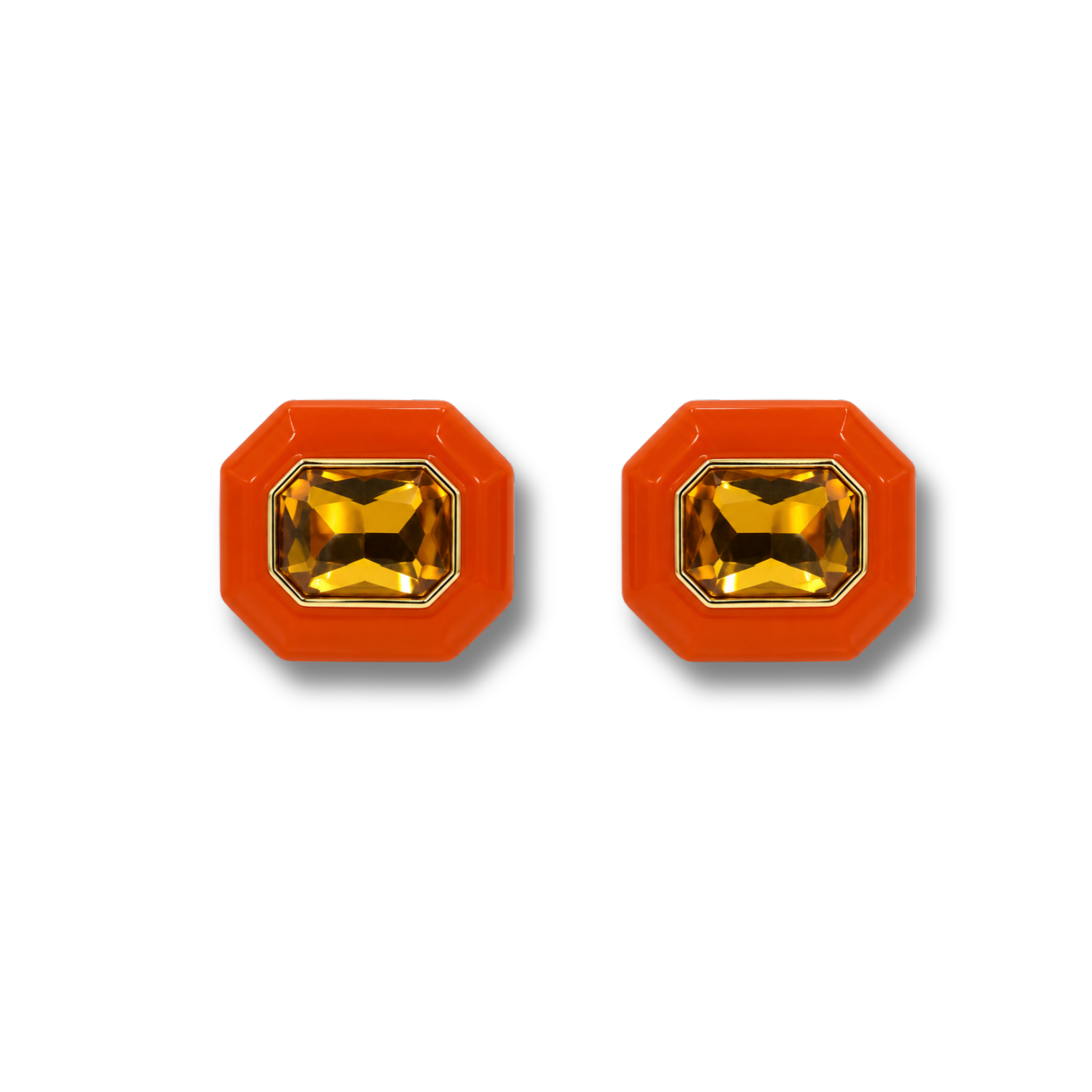 Lena Orange Octagon Earrings