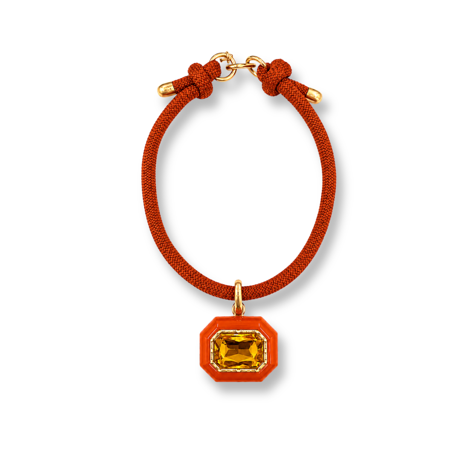 Lena Orange Resin Octagon And Topaz Crystal Pendant