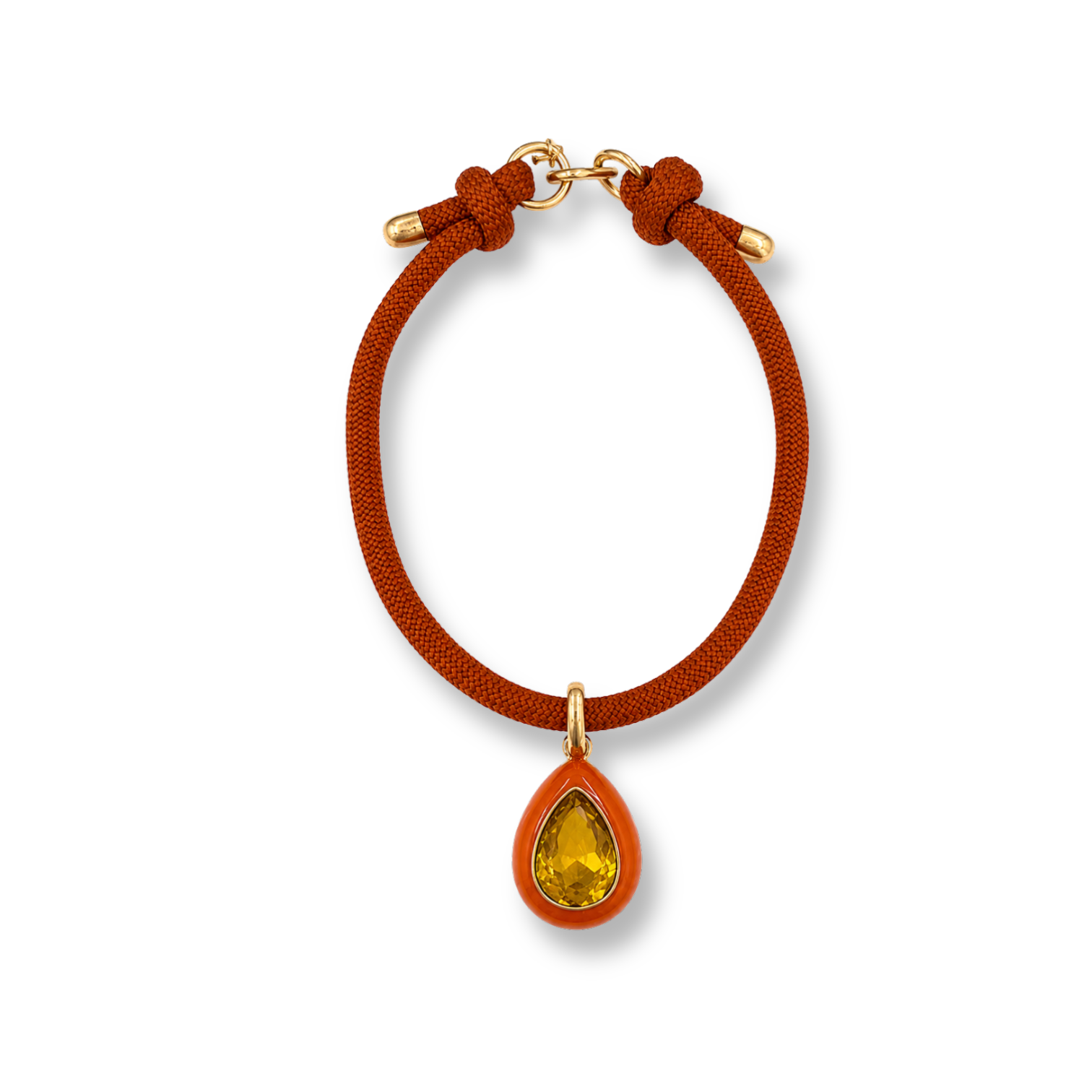 Lena Orange Resin And Topaz Crystal Pear Drop Necklace