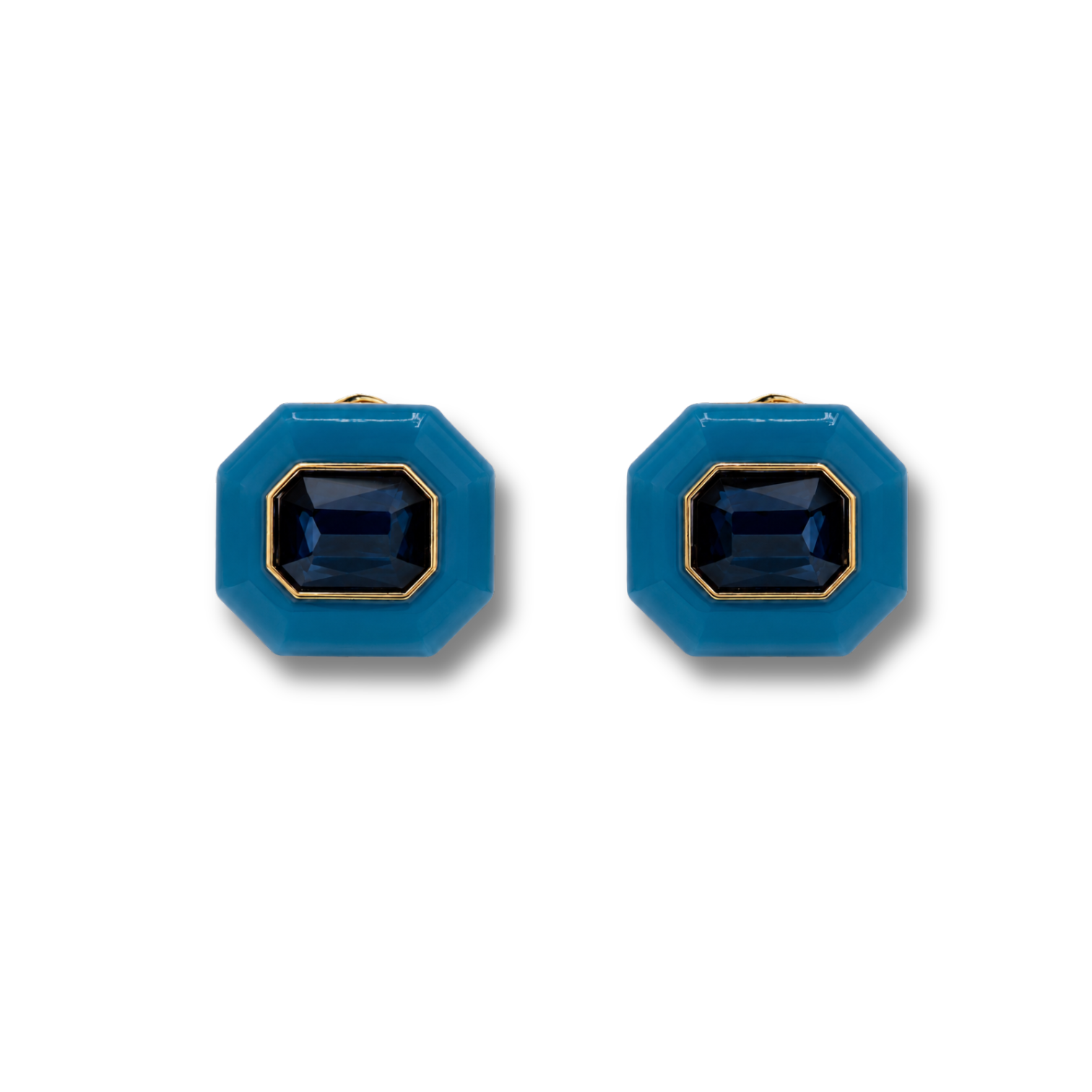 Lena Sapphire Resin Octagon Earrings