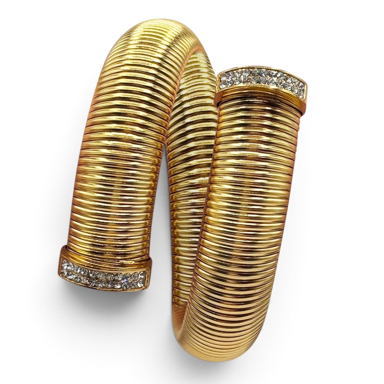 Lisette Gold Plated Sixteen Millimeter Cobra Bracelet With Pave Tips