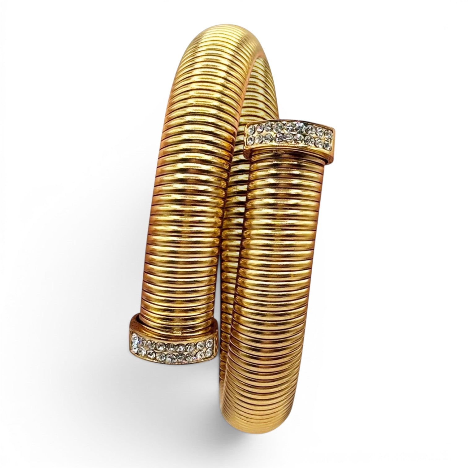 Livia Gold Plated Twelve Millimeter Cobra Bracelet With Pave Tips