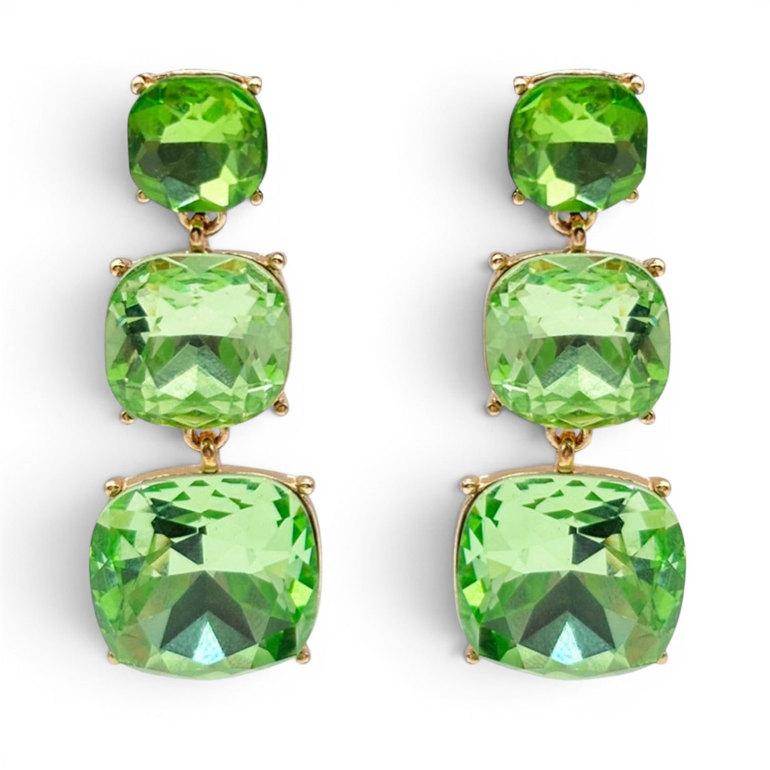Pendientes Lucienne de peridoto con triple forma de cojín