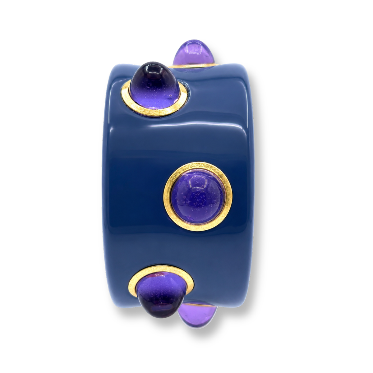 Madison Blue Resin Bangle With Amethyst Glass Stones