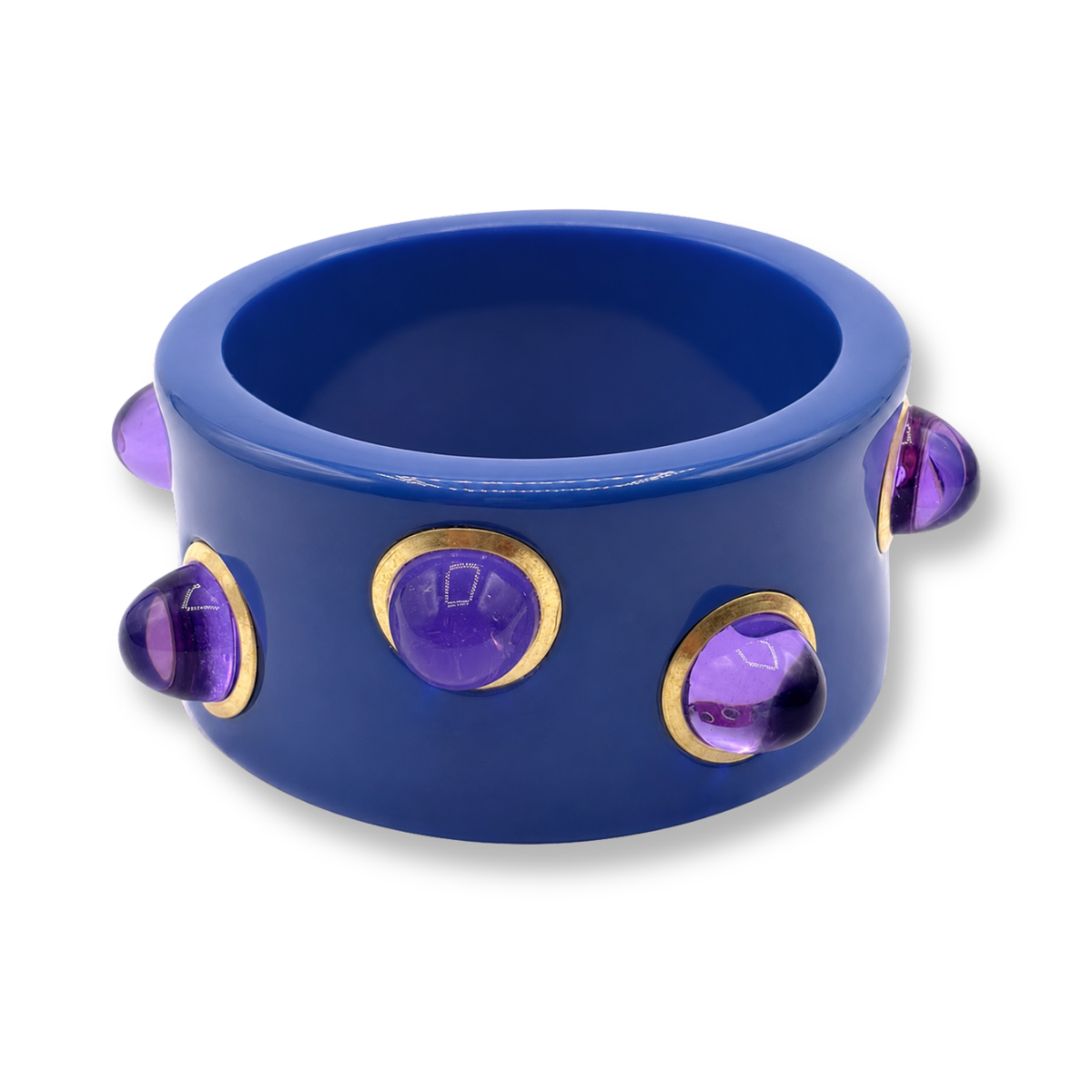 Madison Blue Resin Bangle With Amethyst Glass Stones