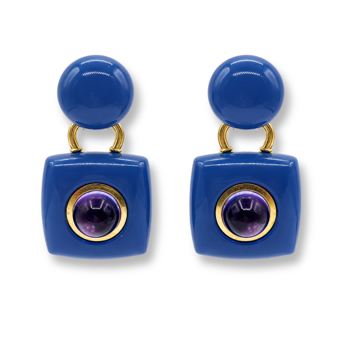 Madison Blue Resin Earrings With Amethyst Glass Stones