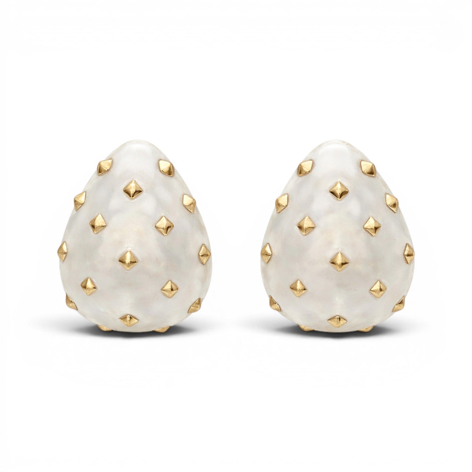 Maristella Mother Of Pearl Studded Resin Pierced Hoop Earrings