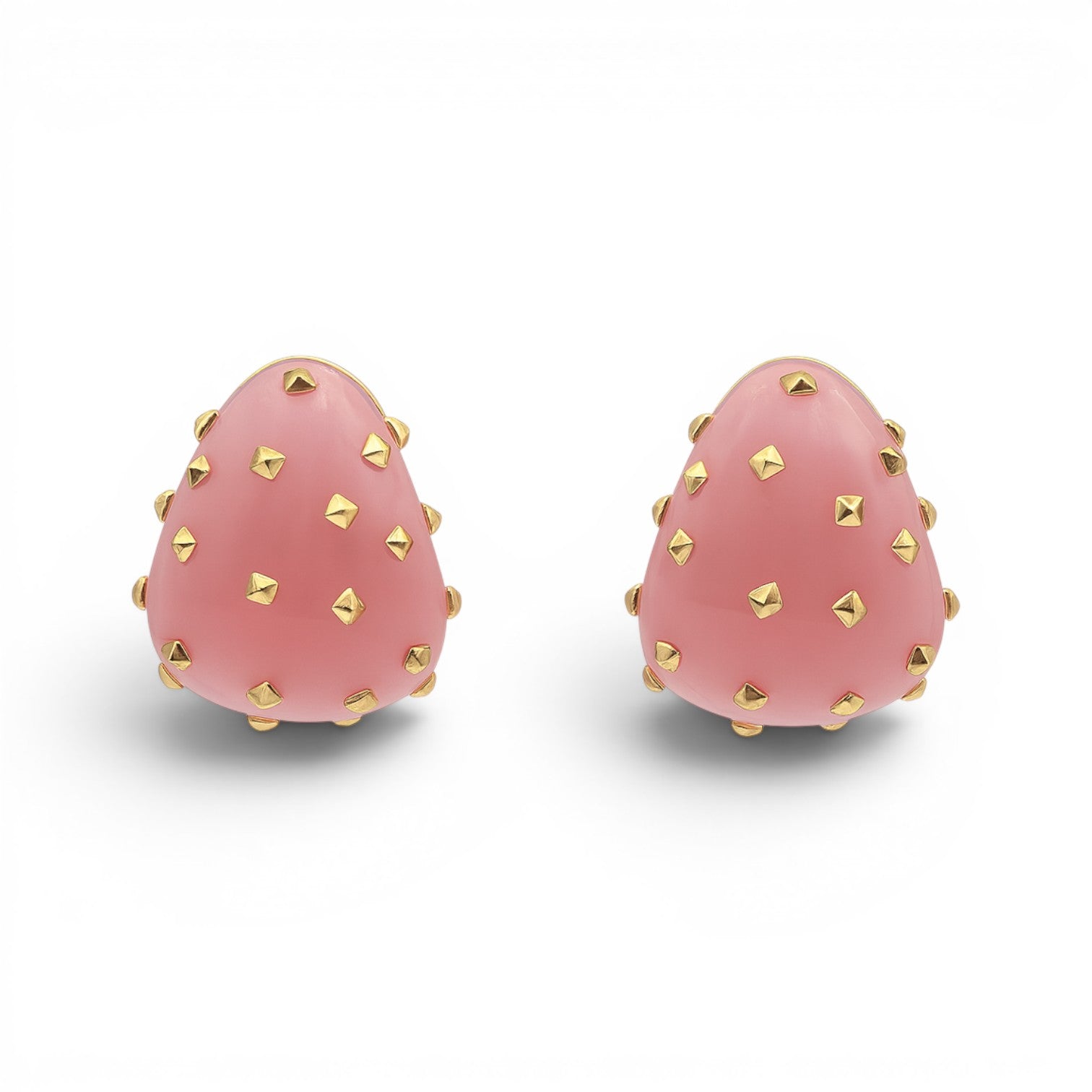 Maristella Pink Studded Resin Pierced Hoop Earrings