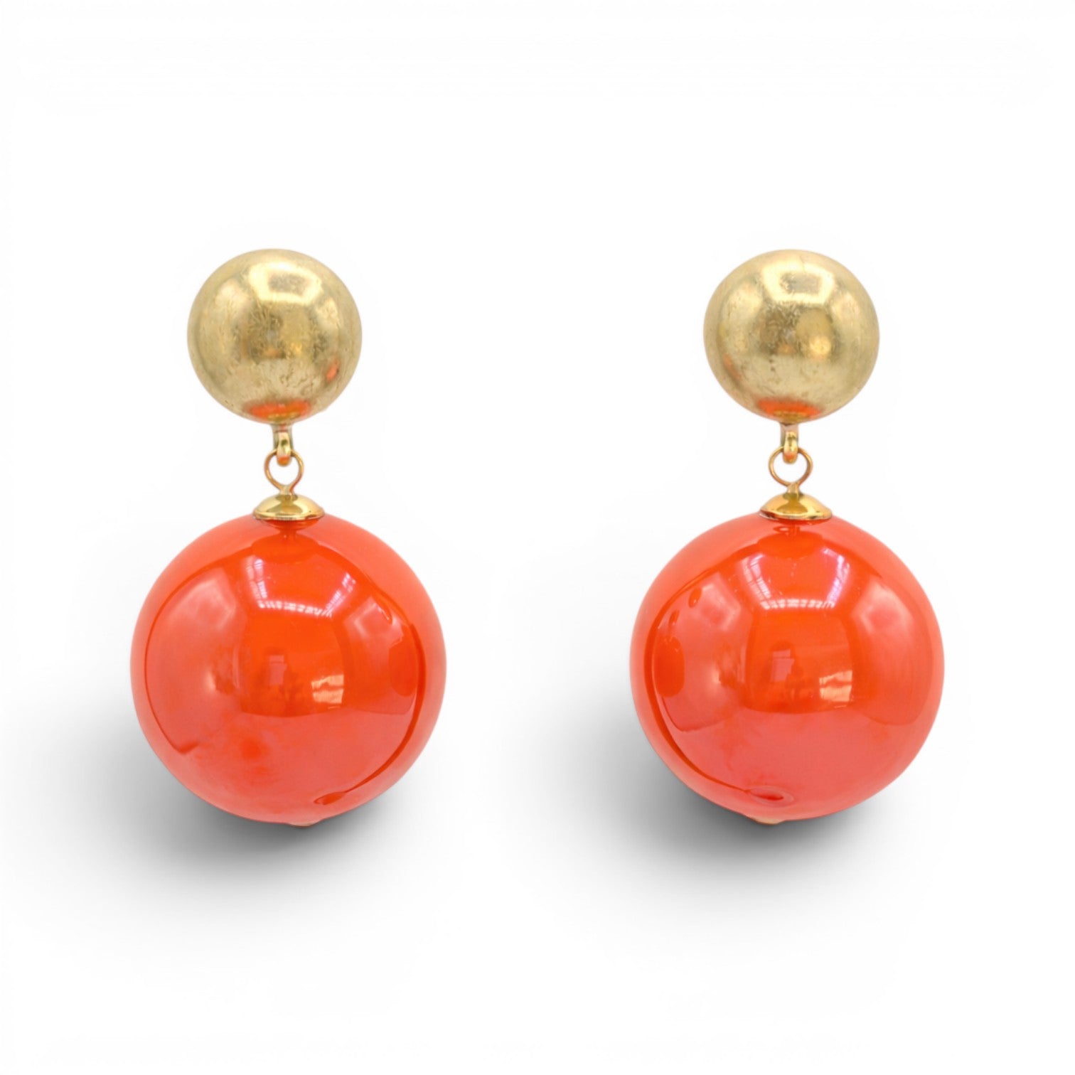 Marylynn Orange Ball Drop Earrings