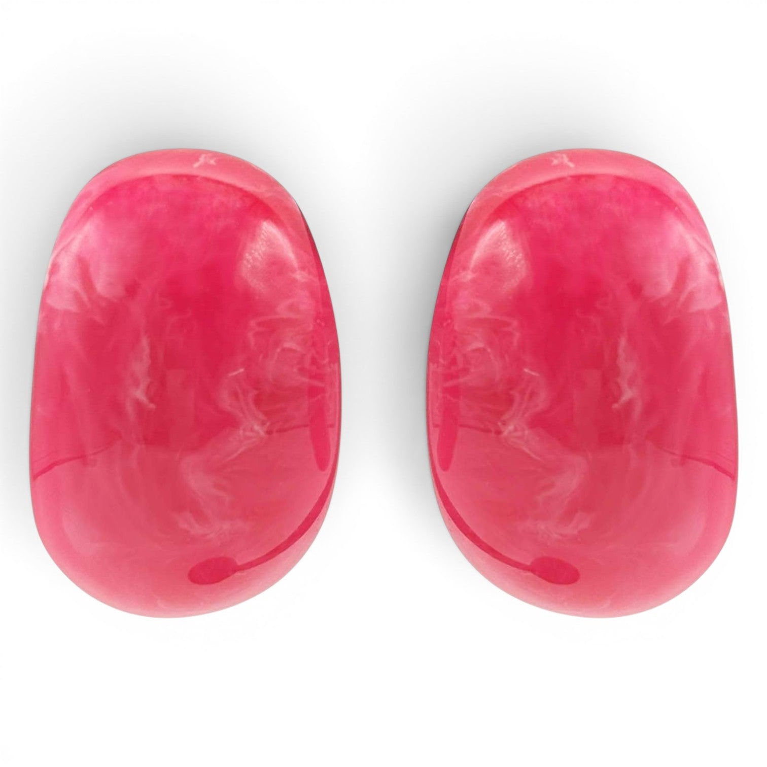 Pendientes de aro con clip de resina jaspeada fucsia Marjolaine