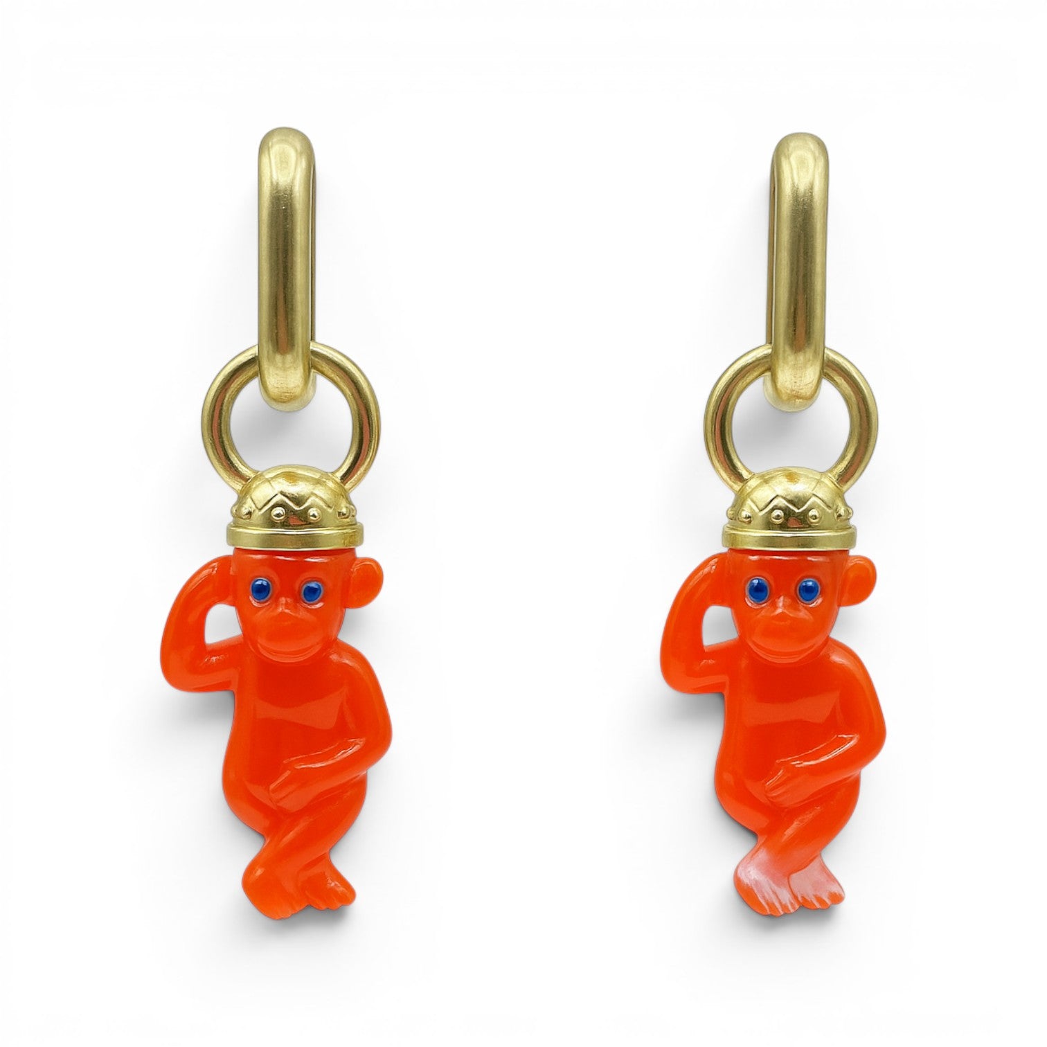 Monkey Orange Resin Drop Earrings