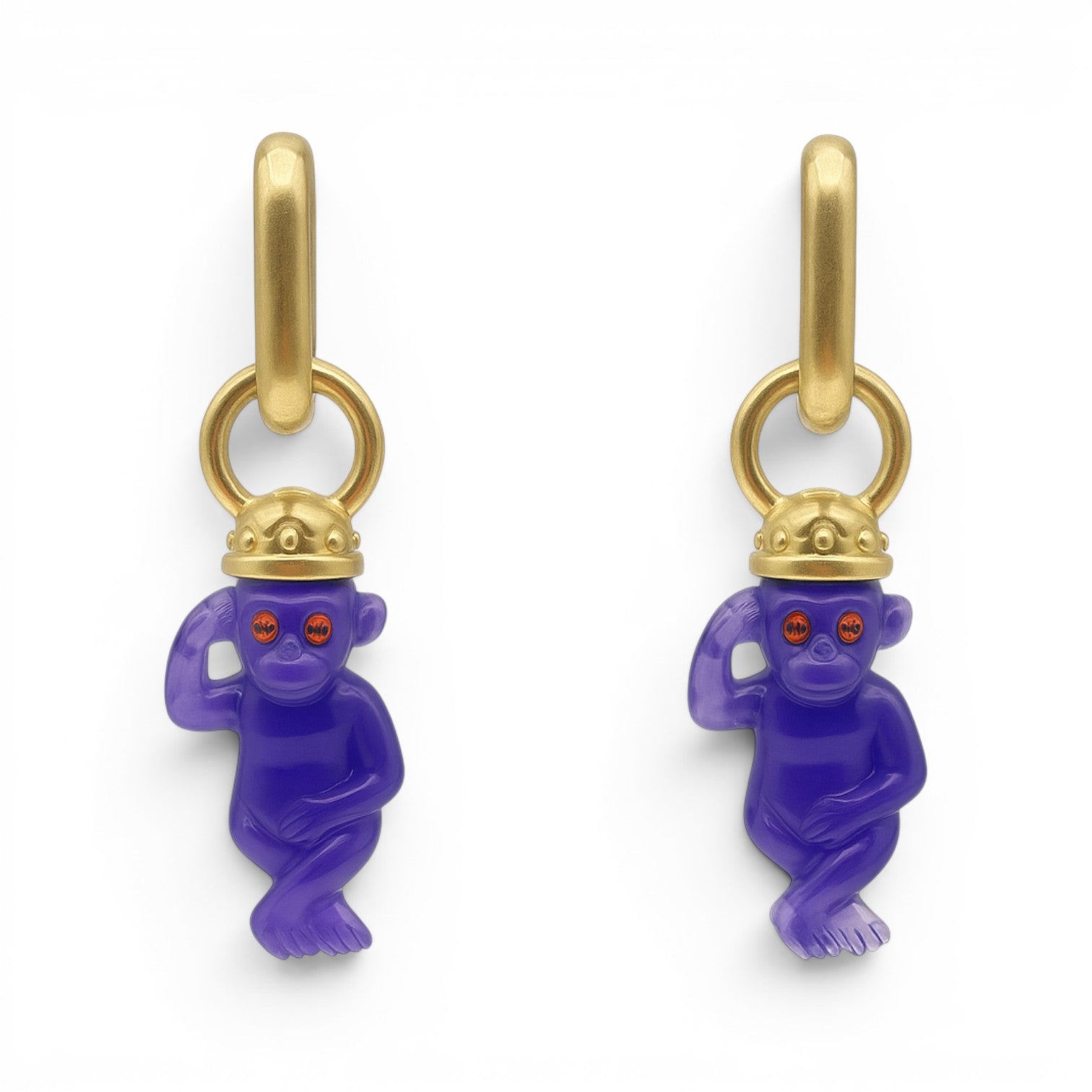 Monkey Purple Resin Drop Earrings