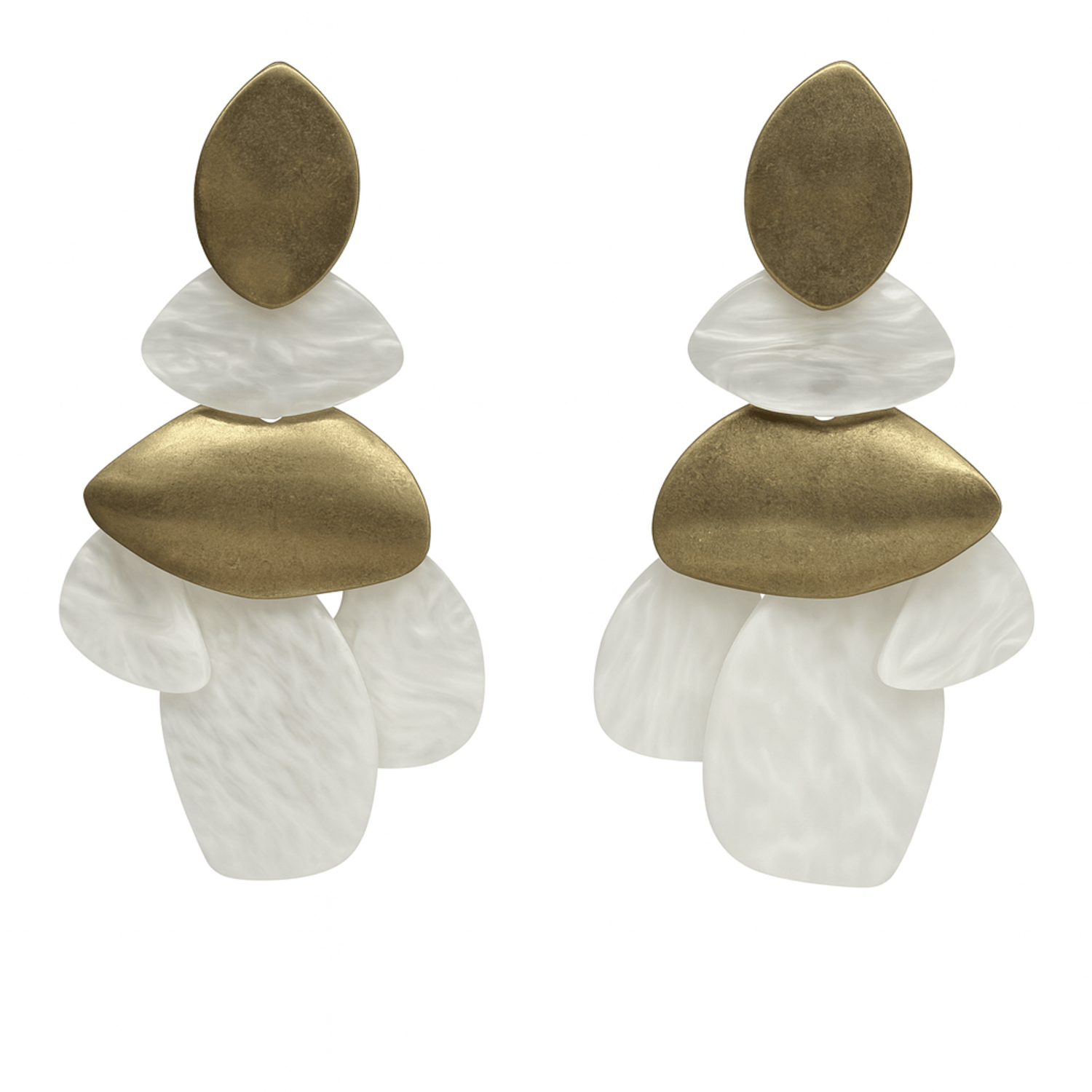 Pendientes Danielle de resina de nácar y oro desgastado