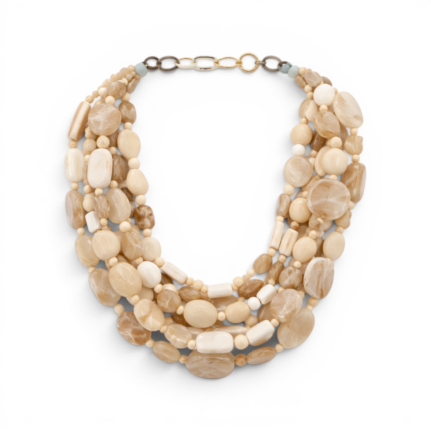 Otilia Multi Strand Shades Of Ivory Resin Beads