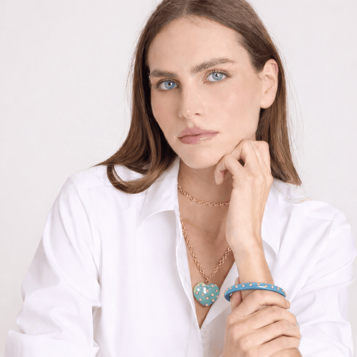 Clementine Aqua Resin Studded Bangle