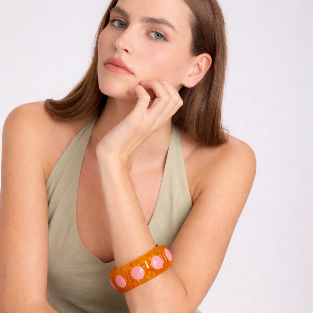Michelle Amber And Light Rose Bangle