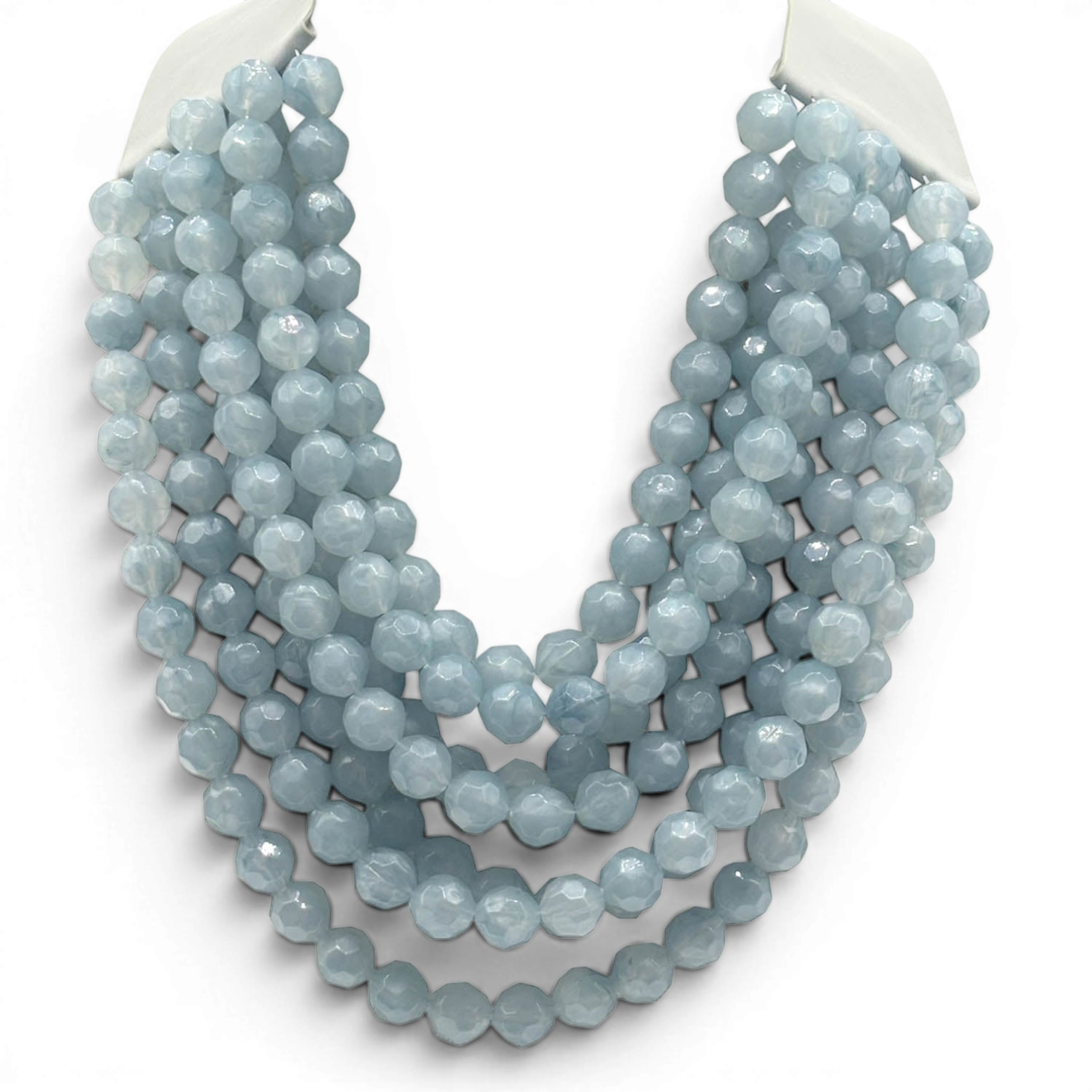 Sabina Multi Strand Faceted Resin Ice Blue Necklace
