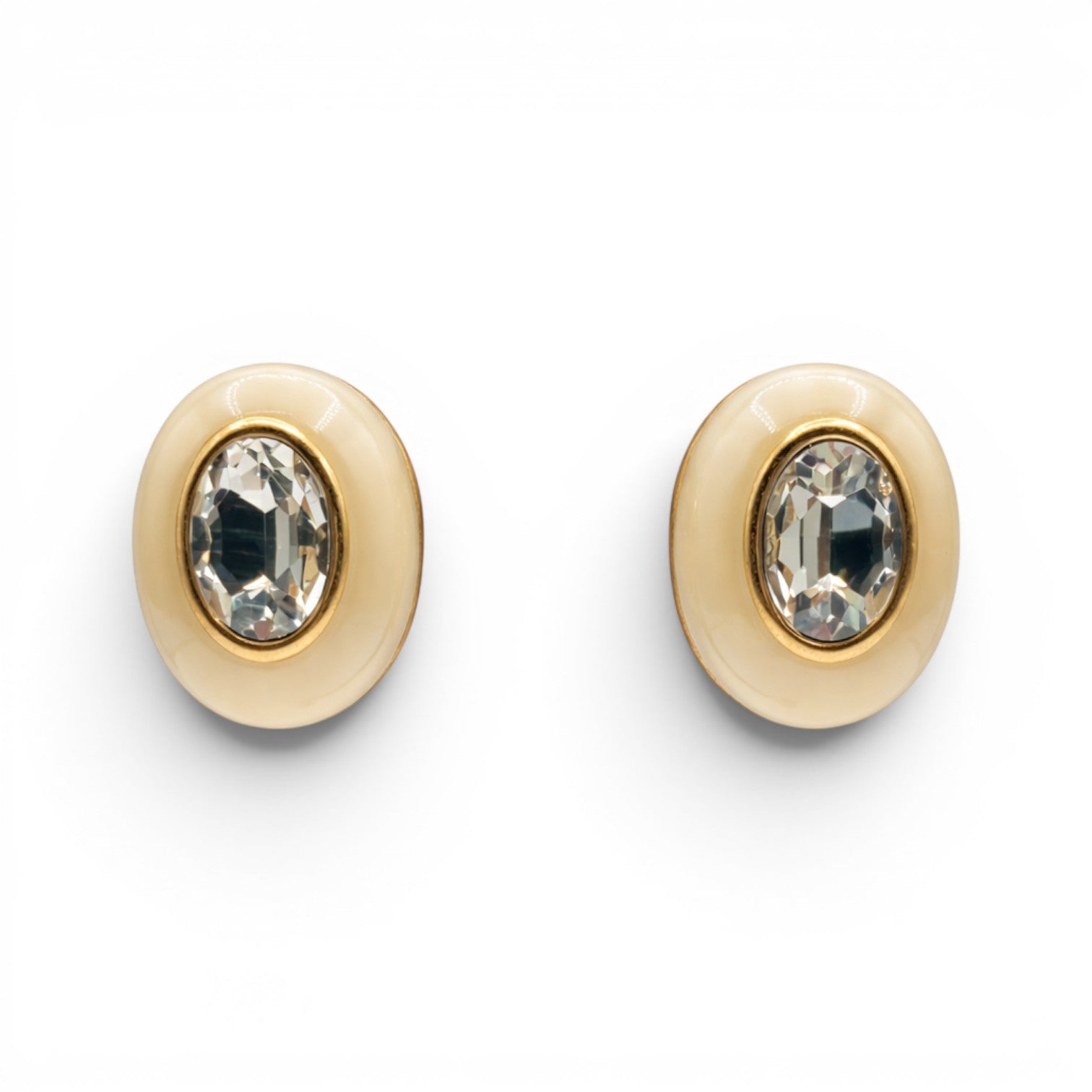 Stephanie Mother Of Pearl Resin Earring With Crystal Glass Stone