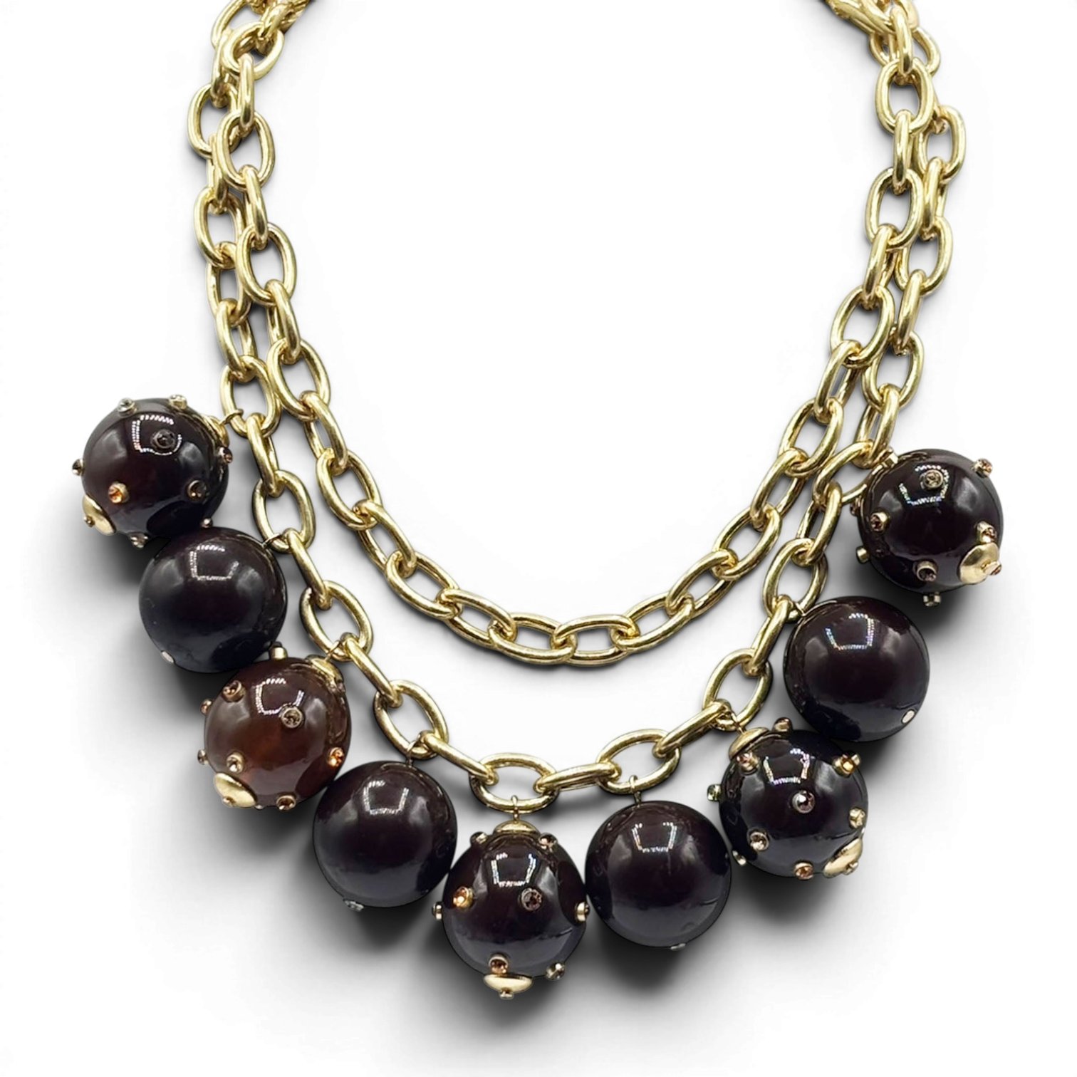 Collar Valentina con bolas de tortuga tachonadas