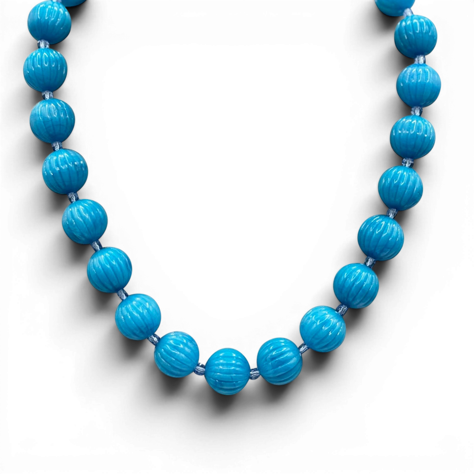 Collar Vicenza Vicenza de cuentas de melón de diecisiete pulgadas y media talladas en turquesa