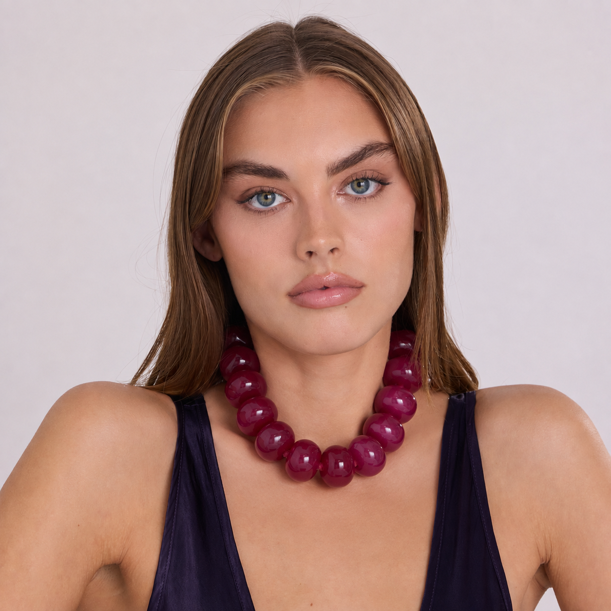 Vivienne Burgundy Resin Necklace