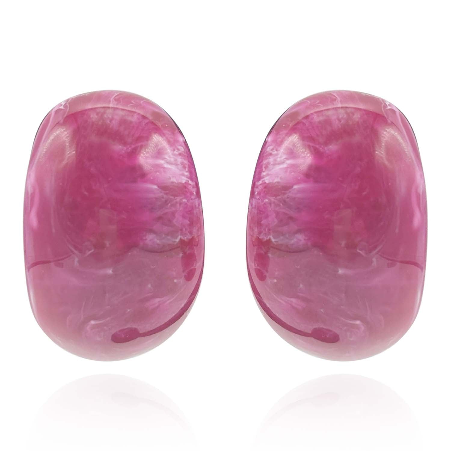 Merrie Magenta Resin Semi Hoop Clip On Earrings