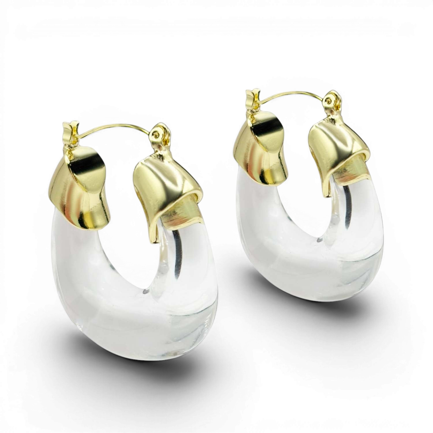Pendientes de aro Winslow de resina transparente y oro