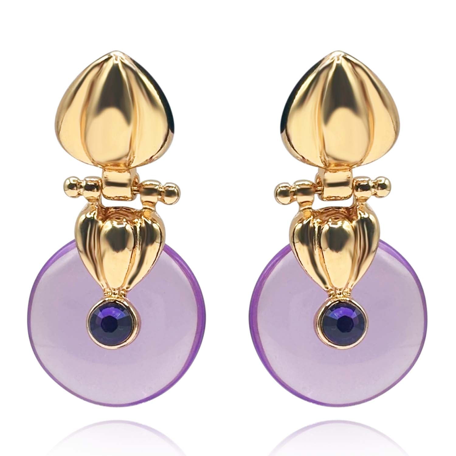 Annie Gold Drop Earring With Amethyst Resin Drop