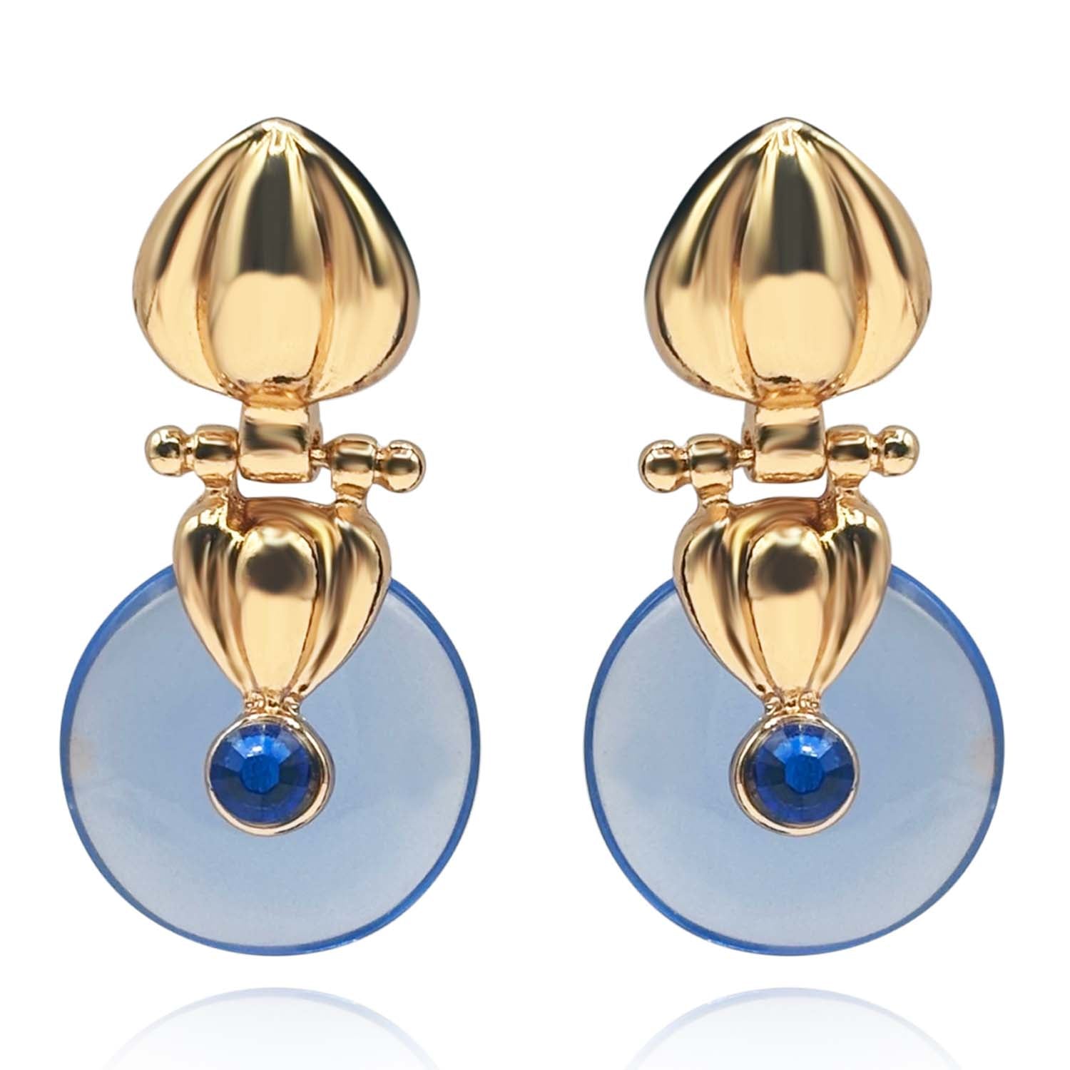 Annie Gold Drop Earring With Sapphire Resin Drop