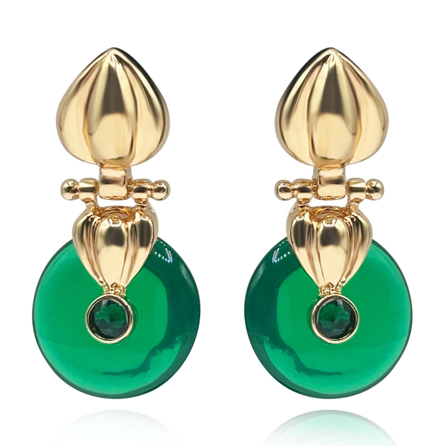Annie Gold Drop Earring With Emerald Resin Drop Earrings