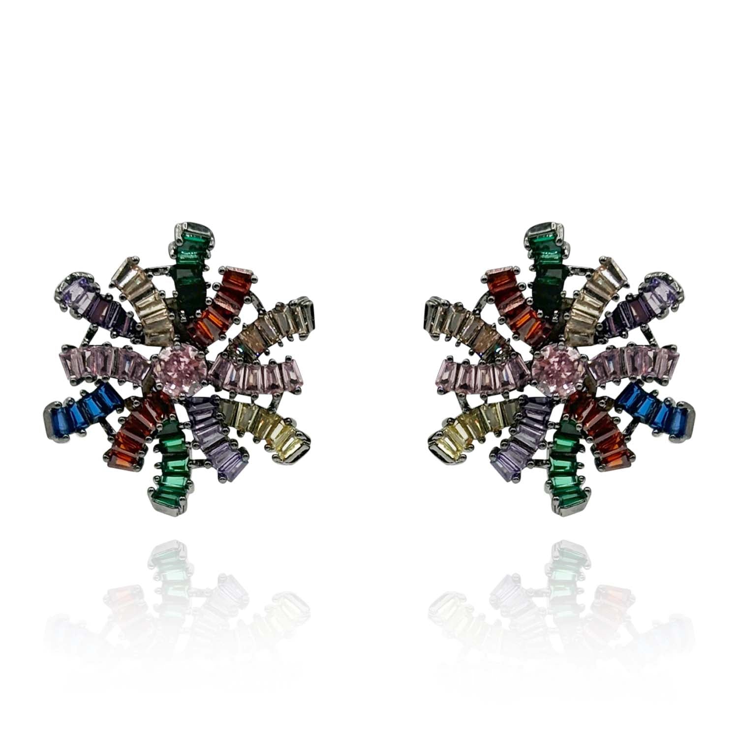 Gertrude Multi Color Baguette Clip On Earring
