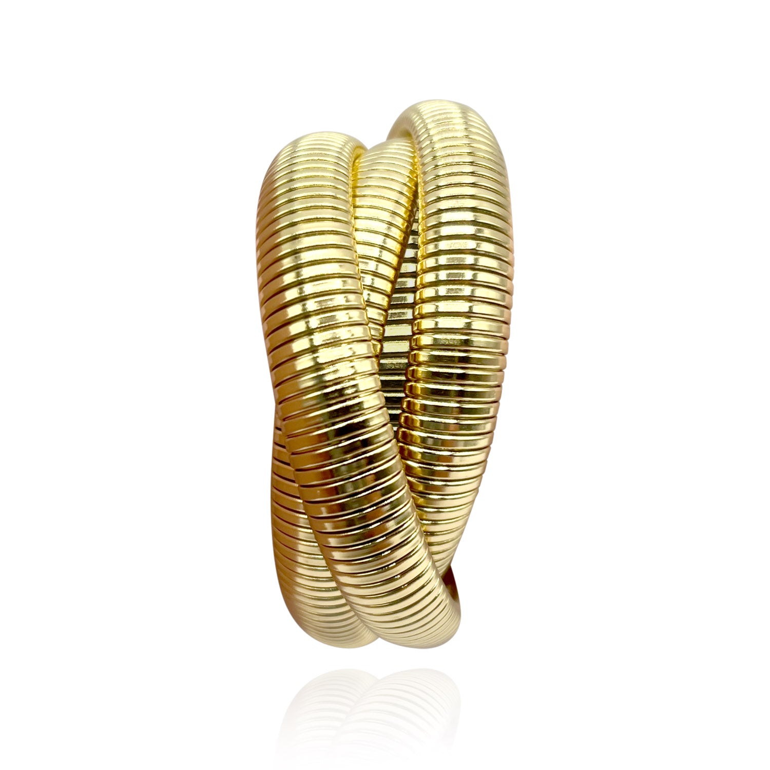 Felicie Three-Strand Gold Plated Cobra Bracelet