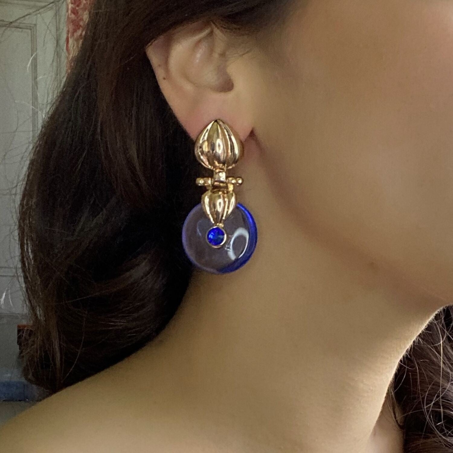 Annie Gold Drop Earring With Amethyst Resin Drop