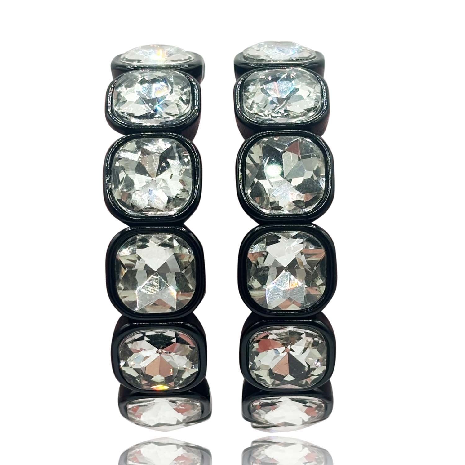 Sarah Black Enamel And Cushion Shape Bracelet