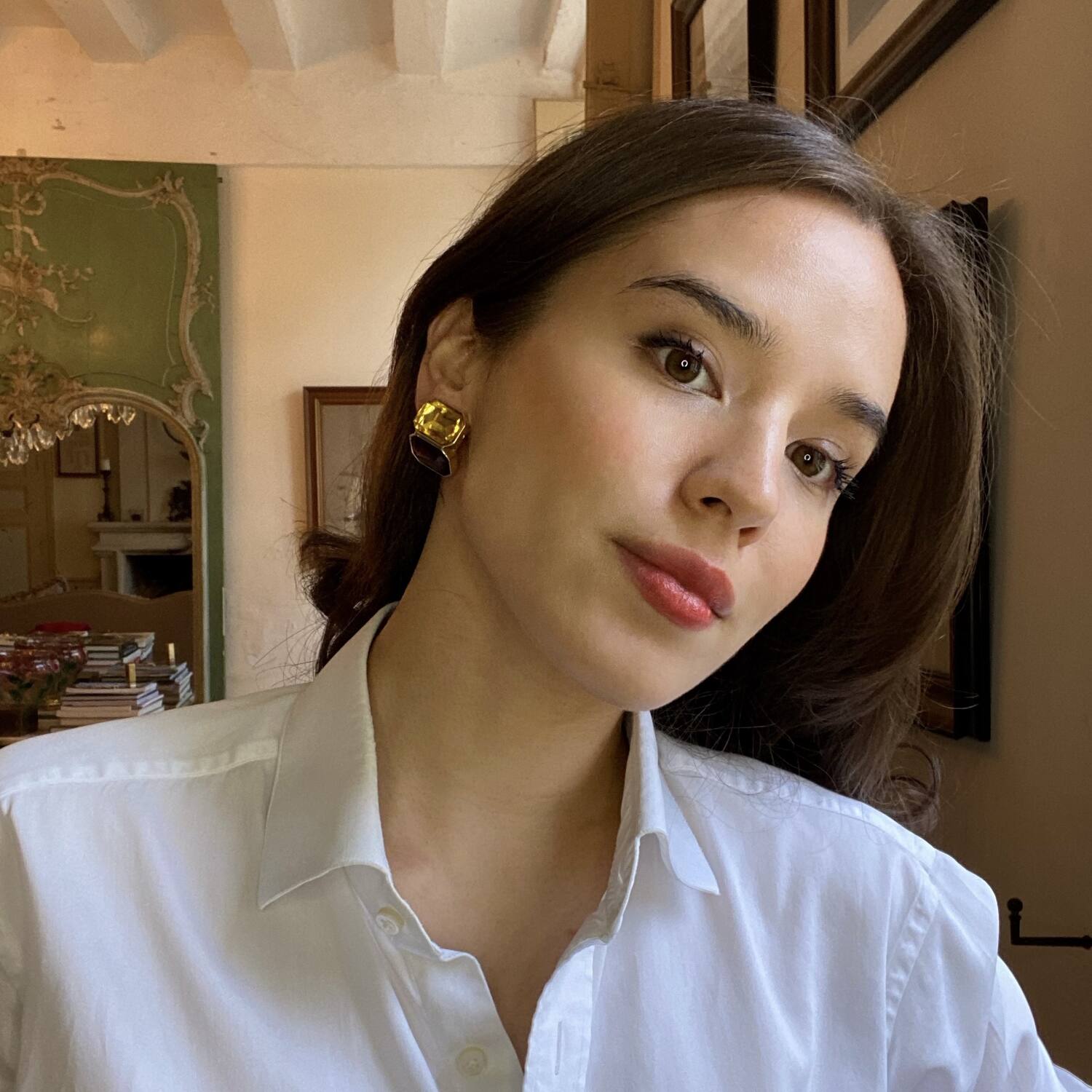 Clara Topaz And Dark Topaz Double Stone Clip Earrings