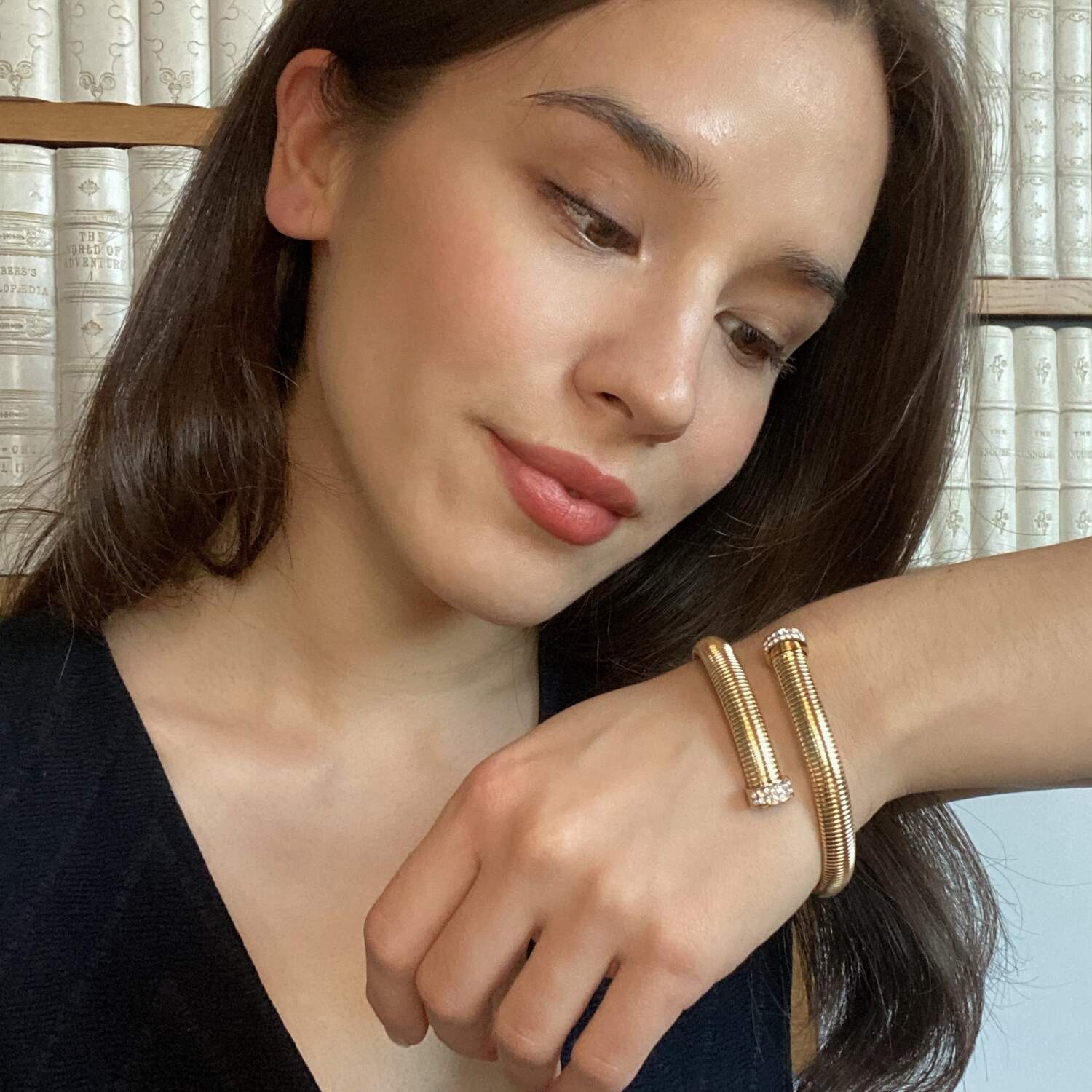 Lilou Cobra One Size Fits All Bracelet With Crystal Accents