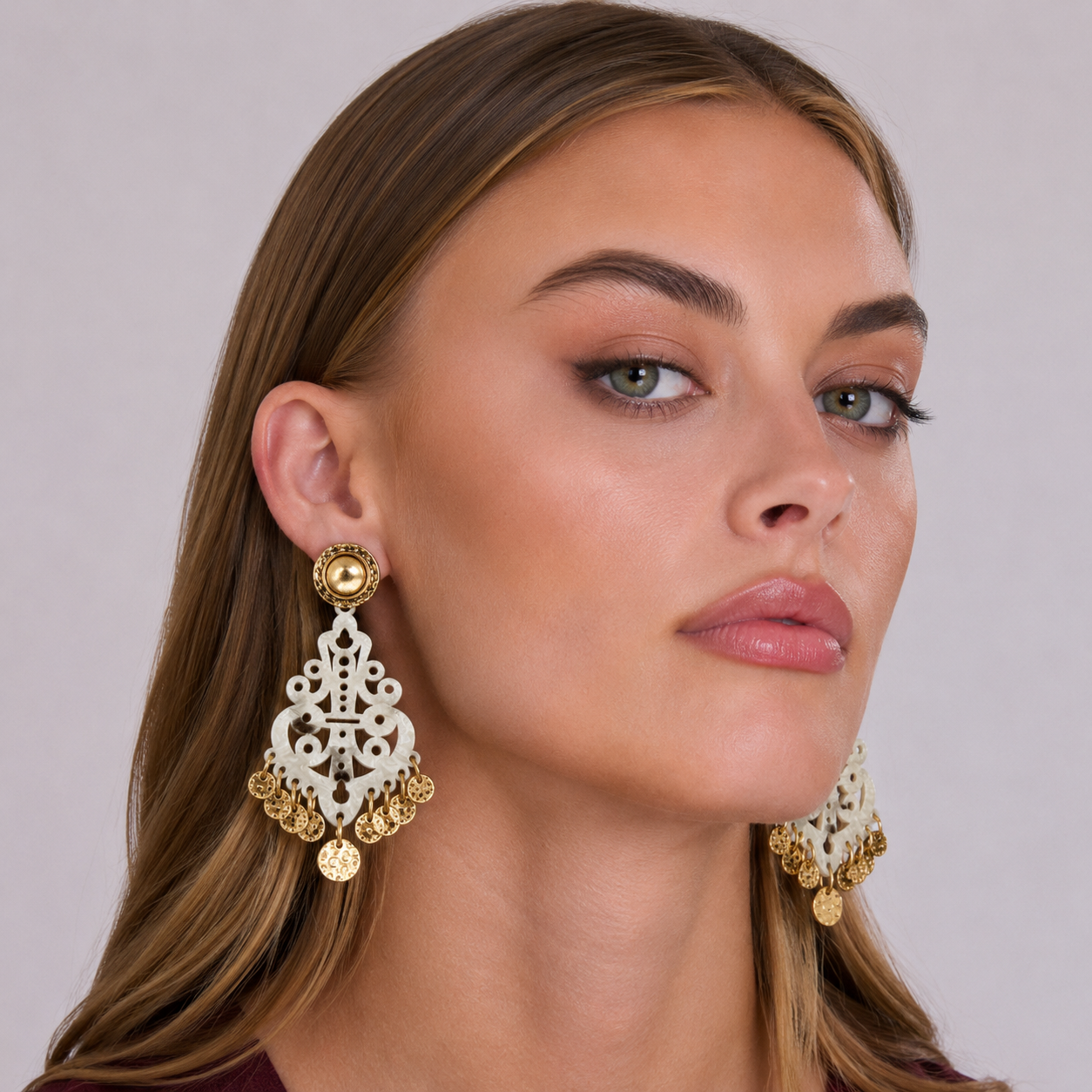 Alice Mother Of Pearl Resin Cut Out Earrings