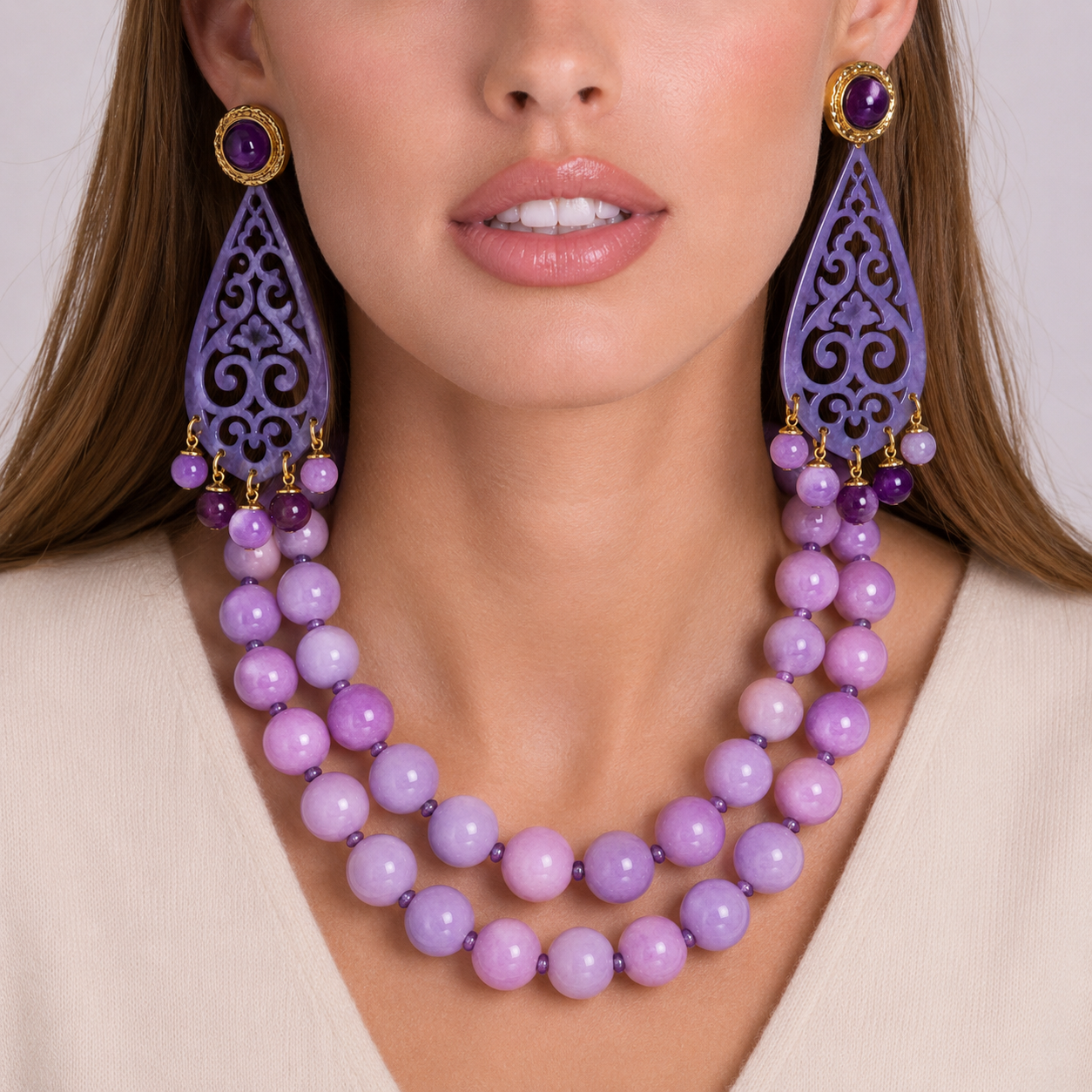 Amelia Light Amethyst Resin Cut Out Resin Drop Earrings