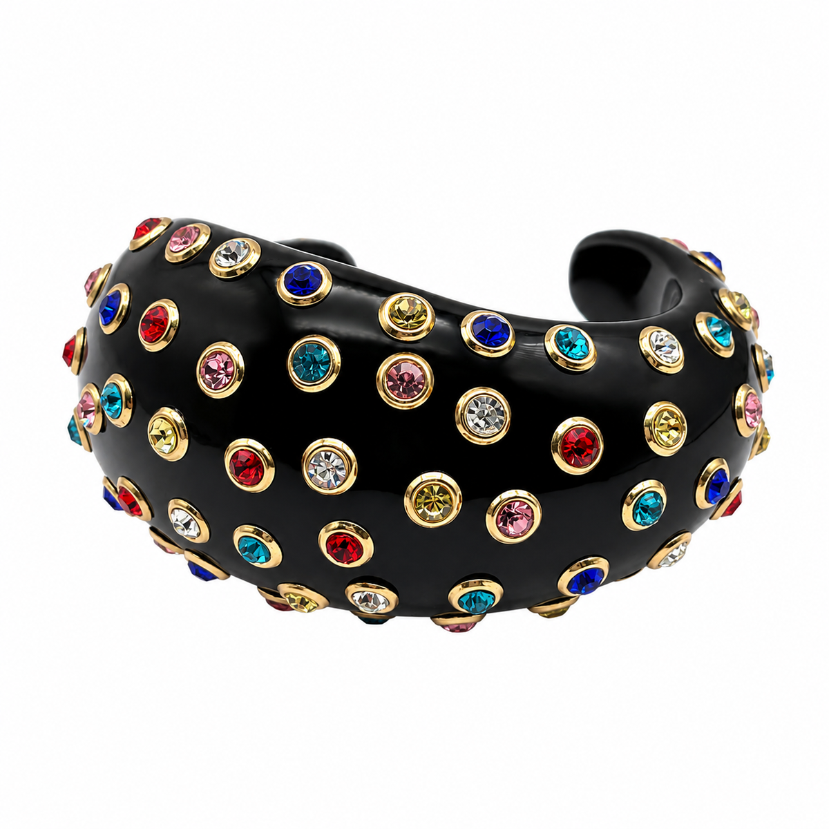 Chelsea Black Resin And Multi Color Crystal Cuff