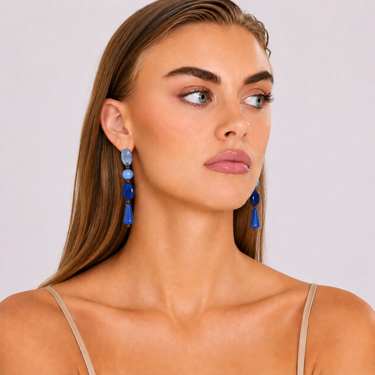 Rachel Lightweight Shades Of Blue Resin Drop Earrings