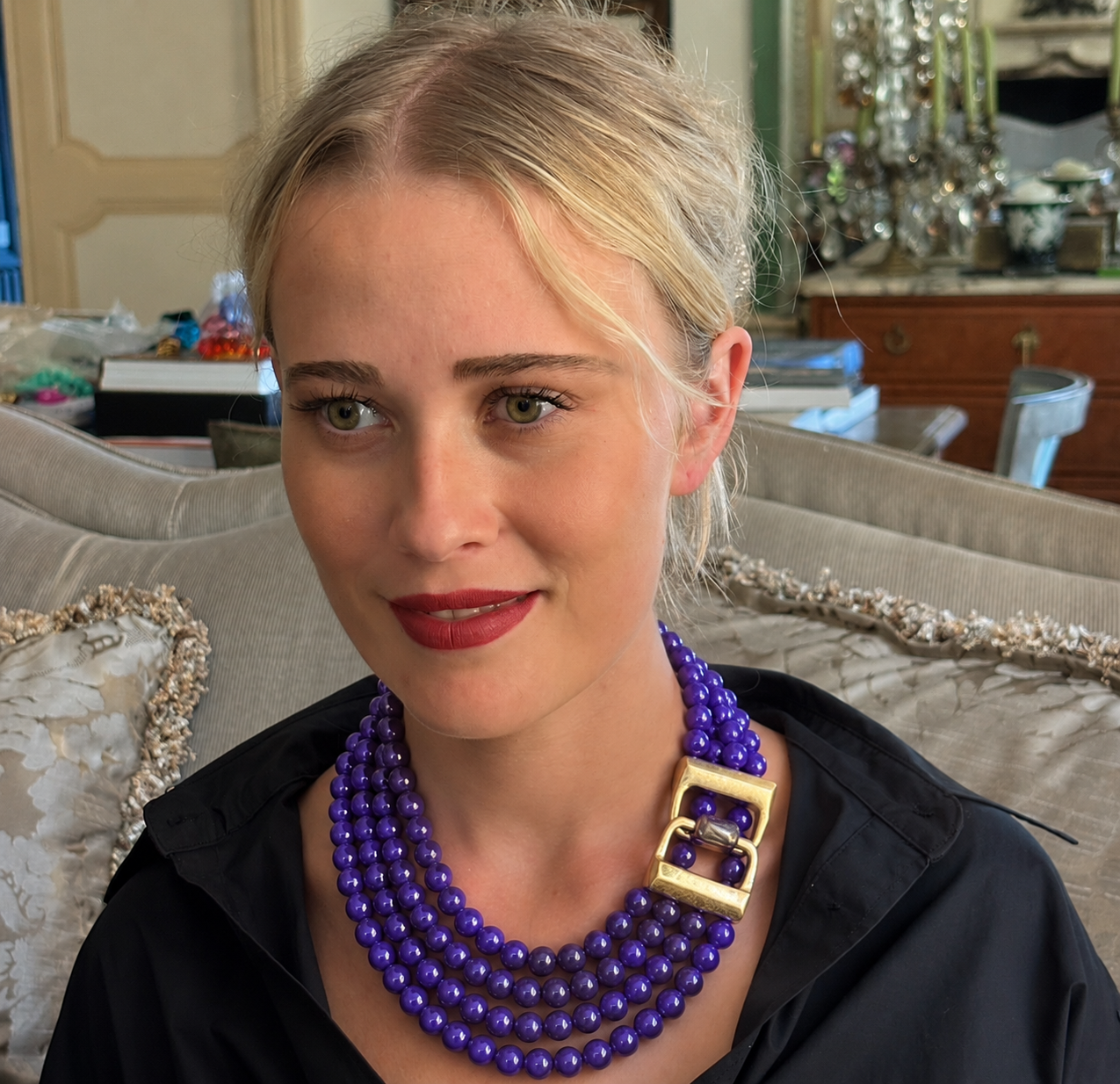 Irena Four Strand Amethyst Resin Bead Nesting Necklace