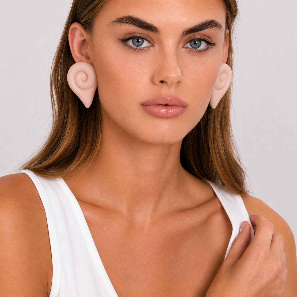 Brigite Matte Rose Quartz Resin Clip Earrings