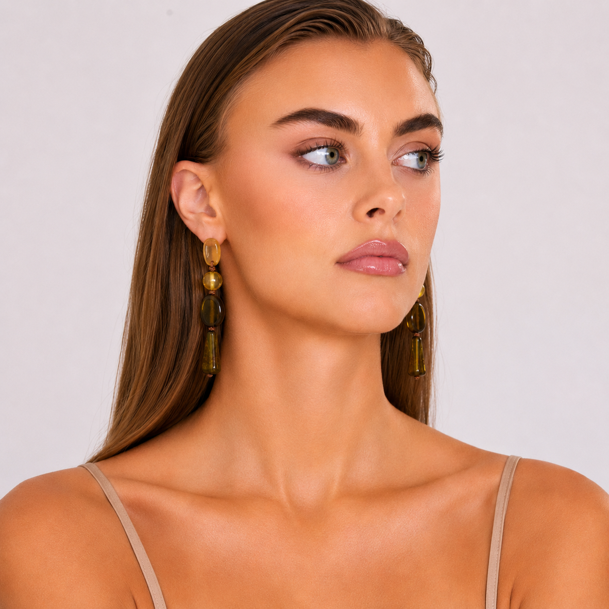 Rachel Lightweight Shades Of Olive Resin Drop Earrings