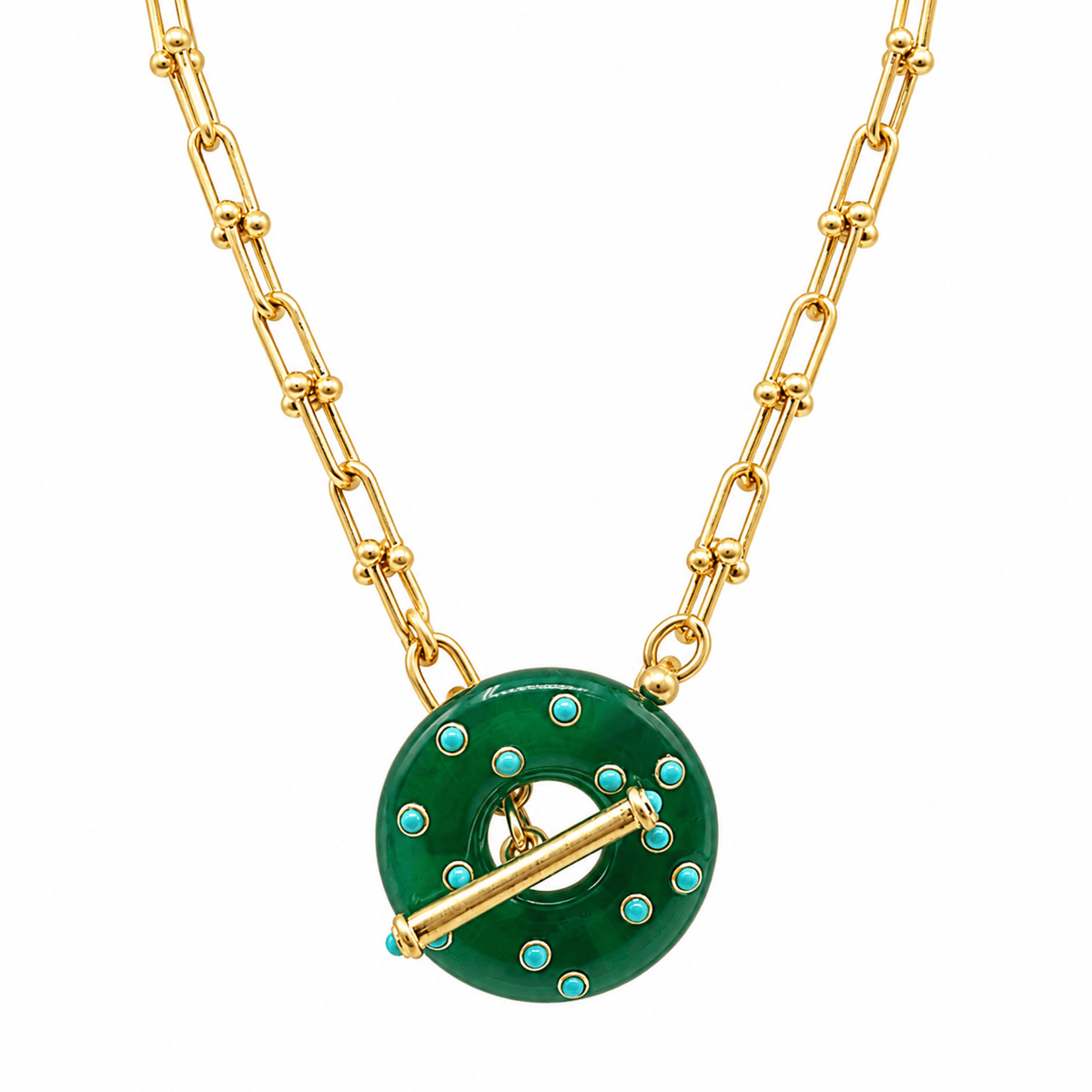 Beatrice Green Resin And Turquoise Toggle Necklace